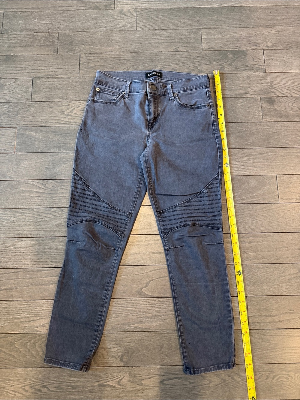 Express Charcoal Black Moto Ribbed Skinny Jeans